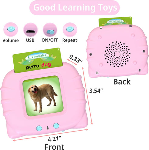 Spanish English Bilingual Talking Flash Cards for Toddlers, Montessori Learning Toys,Learning Resources Speech Therapy Toys,Kindergarten Preschool...