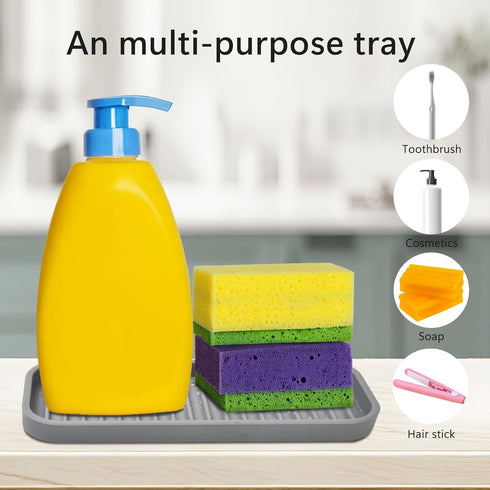 Mofason Silicone Soap Tray, Bathroom Kitchen Finishing Tray, Kitchen Sink with Soap Rack, Sponge Tray, Soap and Sponge Sink Organizer?Mist, 2 Pack...