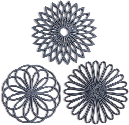 Set of 3 Silicone Trivet Mat - Hot Pot Holder Hot Pads for Table & Countertop - Trivet for Hot Dishes - Non-Slip & Heat Resistant Modern Kitchen H...