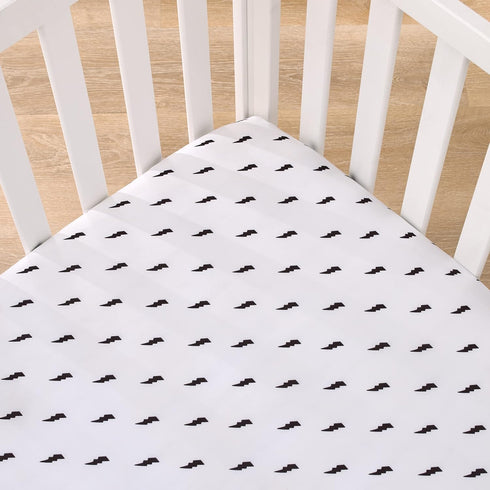 NoJo Lightning Bolt Black and White Nursery Fitted Crib Sheet...