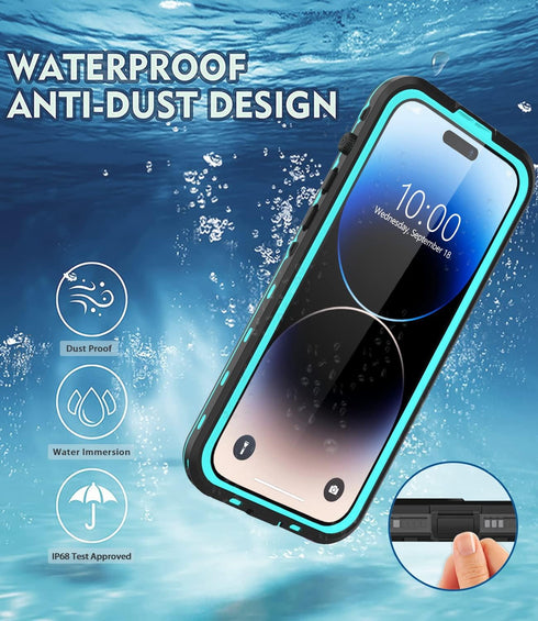 Design for iPhone 14 Pro Waterproof Case,Phone Case for iPhone 14 Pro with Screen Protector,Protective Case for iPhone 14 Pro 6.1''(Turquoise)...