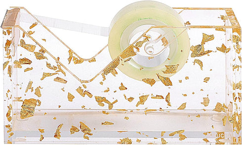 Stylish Acrylic Tape Dispenser with Ruler - Gold Leaf Finish - Enhance Your Office Experience for Masking Tape, Heat Transfer Tape Sublimation, Pa...