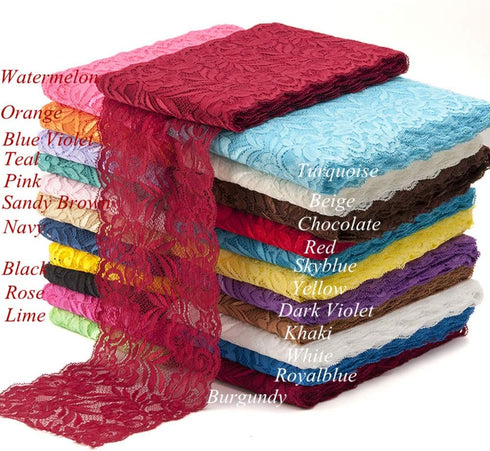 5 Yards Floral Lace Ribbon Stretch Tulle Lace Trim Elastic Webbing Fabric for DIY Jewelry Making Craft Clothes Accessories Gift Wrapping Wedding P...