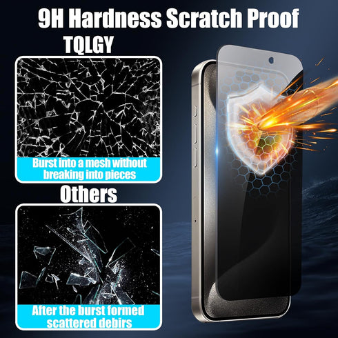 TQLGY 2+2 Packs for iPhone 15 Pro Max Privacy Screen Protector, Auto Dust Removal Installation, Anti-Spy Tempered Glass With Camera Lens Protector...