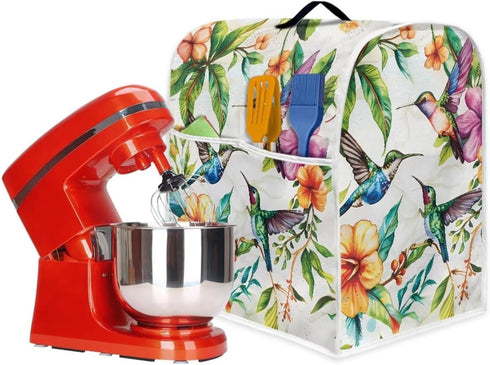 Hummingbird Flower Stand Mixer Cover Stylish Kitchen Appliance Dust Covers Waterproof Splash and Stain Resistant Mixer Accessories Suitable for Co...