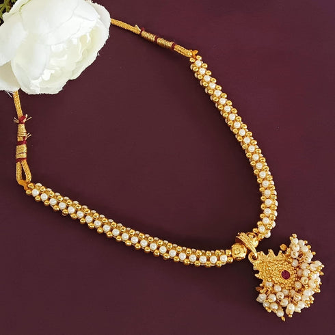 Efulgenz Indian Traditional 14 K Gold Plated Pearl Beaded Temple Pendant Necklace Jewelry for Women...