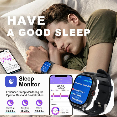 Smart Watch (Answer/Make Calls), 2024 Newest 2.01“Inch Fitness Tracker, Heart Rate/Sleep Monitor/Pedometer/Calories, Multiple Sports Modes, Waterp...