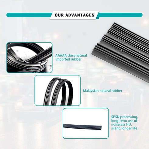 4 Pieces DIY Adjustable Windshield Wiper Blades Rubber, Frameless Insert Silicone Strips Windshield Wiper Baldes Strip, Universal for Most Vehicle...