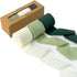 Cream & Green Silk Ribbon, Handmade Chiffon Ribbon 1.5" x 7Yd 3 Rolls, for Gifts Wrapping, DIY Crafts, Wedding Invitations, Bridal Bouquets...