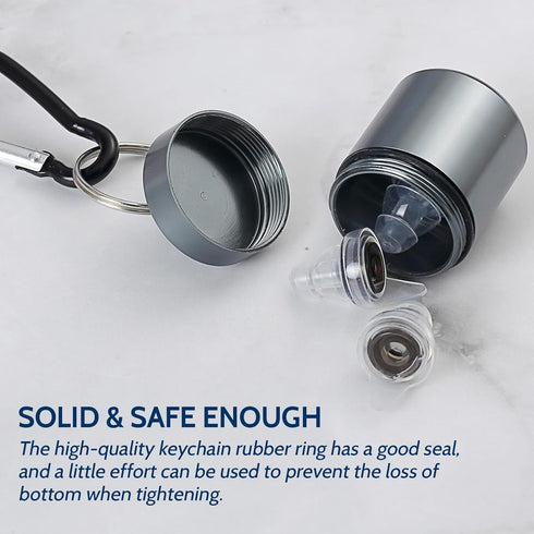Earplugs Carrying Case, Metal Titanium Pill Holder Pocket Pill Box Keychain Waterproof Pill Bottle Medicine Organizer Case Container, Great for fo...
