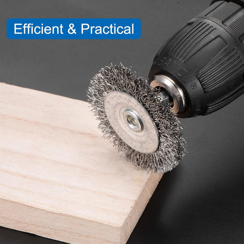 uxcell 10Pcs Wire Wheel Brush 2" High Carbon Steel Wire Drill Brush with 1/4-Inch Hex Shank for Rust Removal Corrosion Scrub Surfaces...