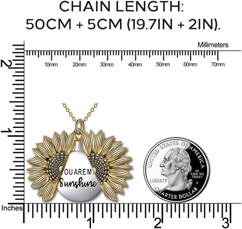 MyLittleSunflower - You are My Sunshine Necklace - Sunflower Necklace Locket with Engraved Hidden Message Pendant for Women, Mother, Daughter...