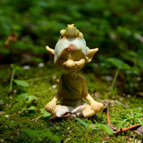 Top Collection Miniature Fairy Garden and Terrarium Pixie Meditating with Frog Figurine...