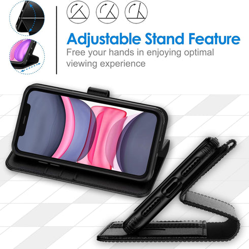 JETech Wallet Case for iPhone 11 6.1-Inch, Shockproof PU Leather Magnetic Flip Cover with Card Holder and Stand Feature (Black)...