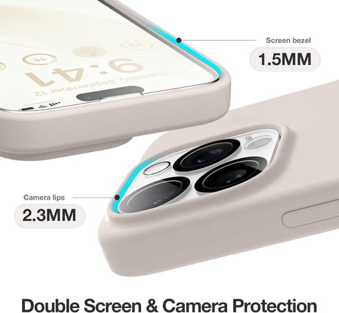 GONEZ for iPhone 15 Pro Max Case Silicone, Compatible with Magsafe, 2X Camera Protector + 2X Screen Protector, Soft Anti-Scratch Microfiber Lining...