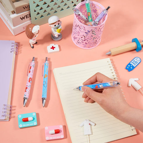 Thenshop Funny Nurse Pens Lovely Cartoon Ballpoint Nursing Pens Black Ink Retractable Press Pen for Appreciation Gifts Labor and Delivery Nurse As...