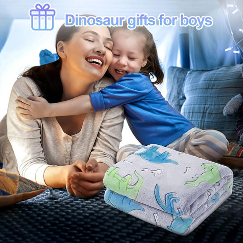 Personalized Baby Blankets for Boys, Dinosaur Blanket for Boys, Glow in The Dark Blanket for Kids, Kids Blanket for Boys, Toddler Blanket for Boys...