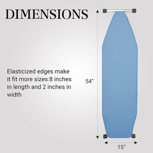 Ironing Board Cover and Pad | 100% Cotton Cover with Padding Standard Size with Aluminum Coating | Heat-Reflective Ironing Board with Elastic Edge...