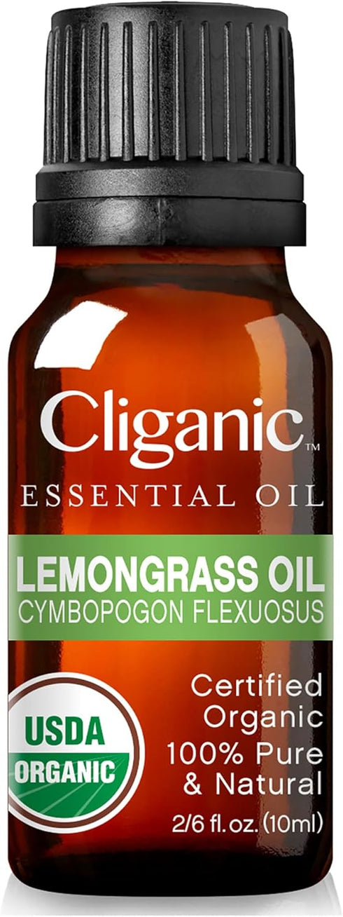 Cliganic USDA Organic Lemongrass Essential Oil - 100% Pure Natural Undiluted, for Aromatherapy Diffuser | Non-GMO Verified (Packaging May Vary)...