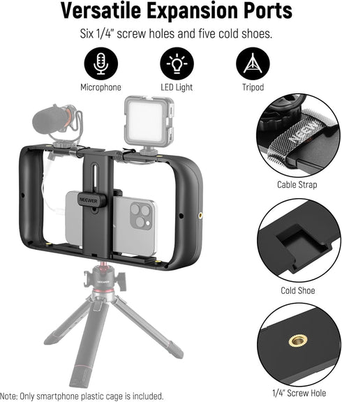 NEEWER Smartphone Video Rig, Phone Video Stabilizer Grip Vlogging Cage with Cold Shoe Tripod Mount, Phone Rig for Videomaker Film Maker Video grap...
