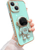 Omio Compatible with iPhone 15 Plus Case with Astronaut Hidden Stand, Luxury Love Heart Plating Case Side Edge Small Love Pattern for Women Girls ...