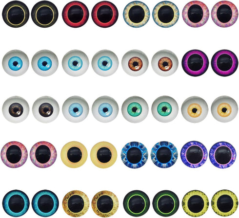 20PCS 30MM Owl Bird Human Pupil Eyes Glass Cabochon for Clay Dolls Sculptures Animal Toys Craft DIY Finding 1.18inches...