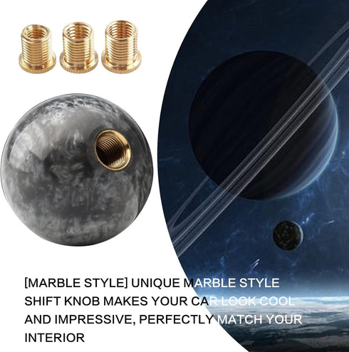 Round Ball Shift Knob Universal Marble Style Gear Shift Knob 5 6 Speed for Manual Automatic Vehicles with Adapters (Gray)...
