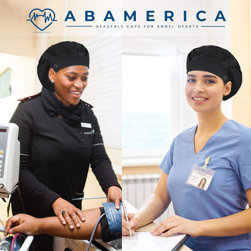 ABAMERICA Bouffant Caps with Button and Sweatband, Adjustable Scrub Caps for Women Men, One Size Multi Color...