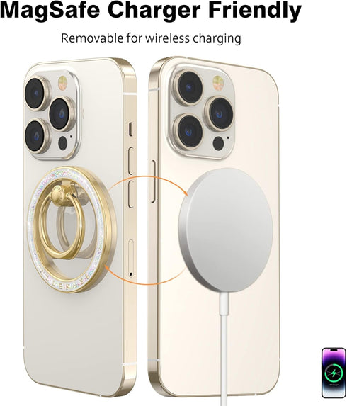 Allengel Compatible with MagSafe Phone Grip Stand, Magnetic Phone Ring Holder with Finger Ring Kickstand for iPhone 15/14/13/12 Pro/Pro Max/Plus M...