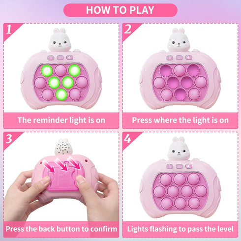Pop Game Light Up Fidget Toy, Quick Push Bubble Game, Decompression Breakthrough Puzzle Pop Game Machine, Multiple Game Modes Toy for 3+ Years (Ra...