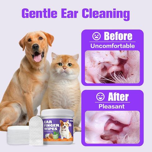 Dog ear wipes,Gently Remove Ear Wax & Dirt,Relieve Ear Itching Fresh Coconut Scent, All Natural Ingredients dog ear cleaning wipes - 50 Count...