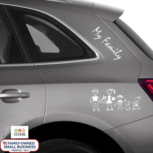 TOTOMO 13 Stick Figure My Family Car Stickers (Style#2) with Pet Dog Cat Family Car Decal Sticker for Windows Bumper...
