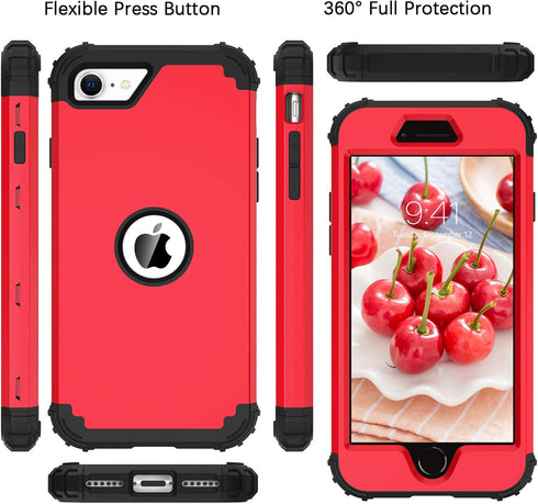 BENTOBEN for iPhone SE 2022 Case, Phone Case iPhone SE 2020, Heavy Duty 3 in 1 Full Body Rugged Shockproof Hybrid Hard PC Soft Rubber Bumper Drop ...