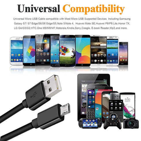 Micro USB Cable 10ft High Speed Data Transfer Fast Charging Android Phone Charger Cord for Kindle Fire Samsung Galaxy Note 5 4 S6 Edge J7 J7V J5 J...