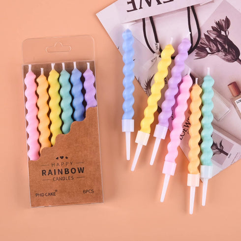 PHD CAKE 36-Count Rainbow Spiral Birthday Candles with Holders, Party Candles, Cake Candles...