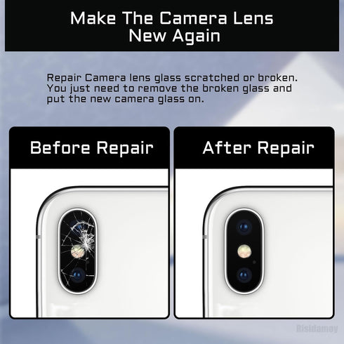 2 Sets for iPhone X OEM Back Camera Lens Glass Replacement for iPhoneX 10 Rear Main Camera Lens with Dual-Sided Adhesive Repair Kit Fix Tool Tweez...
