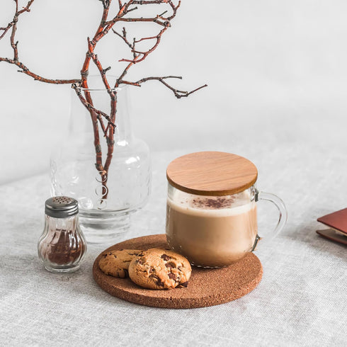 4pcs Cup Lid Cover Wooden Coffee Mug Wooden Tea Glass Drink Cup Lid Reusable Mug Lid Tea Kettle Lid for Keeping Warm...