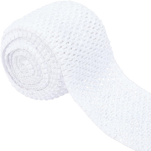 GORGECRAFT 5.5 Yards 4.41 Inch Wide Elastic Band White Stretch Polyester Fabric Ribbon Crochet Headband for Home DIY Sewing Crafts Garment Bow Str...