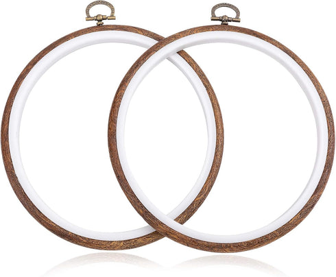joybest 4 Pieces 6 Inch Round Embroidery Hoops Display Frame Circle, Cross Stitch Hoop Ring Imitated Wood Embroidery Kits for Art Craft Sewing and...