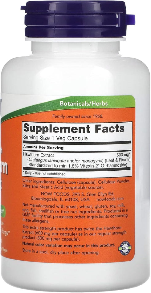 NOW Supplements, Hawthorn Extract 600 mg, Extra Strength, Cardiovascular Support*, 90 Veg Capsules...