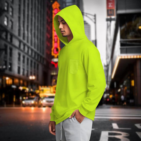 Hi Vis Shirts for Men, High Visibility Shirts with Hood, Safety Shirts with Long Sleeves, Construction Work Shirts for Men, Lightweight, Breathabl...
