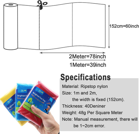 9KM DWLIFE Fabric, Black Waterproof Ripstop Nylon Fabric 40D, 60x39 Inches, Lightweight, PU Coating, Airtight Fabric for Kite, Tent, Flag, Bag, Ta...
