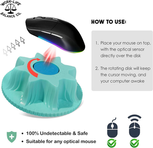 Mechanical Mouse Jiggler Undetectable Device - No USB No Software Required, Keeps Mouse Moving and Computer Awake - Cordless and Wireless Mouse Mo...