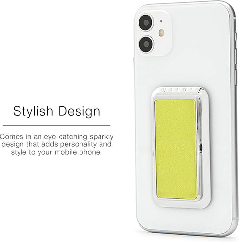 HANDL New York Yellow Glitter HANDLstick Silver Glitter Grip and Stand for Smartphone...