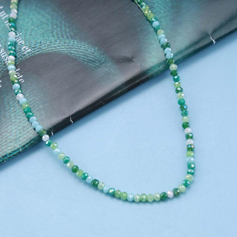 Boho Beads Choker Necklace Green and White Seed Beaded Necklace Dainty Handmade Jewelry for Women Girls Jewelry...