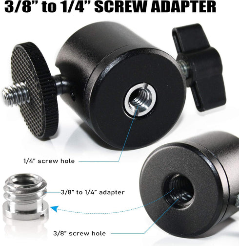 EXMAX Mini Ball Head 360 Degree Aluminum Alloy Body Rotating Swivel Mini Tripod Ball Head with 3/8" to 1/4" Screw Adapter for DSLR Camera Camcorde...