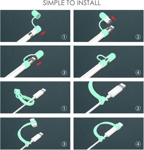 MoKo Pencil Cap Holder Fit Apple Pencil 1st Generation, USB Cable Tether and Pencil Cap, Fit New iPad 10th Generation 2022, iPad 9th/8th/7th/6th G...