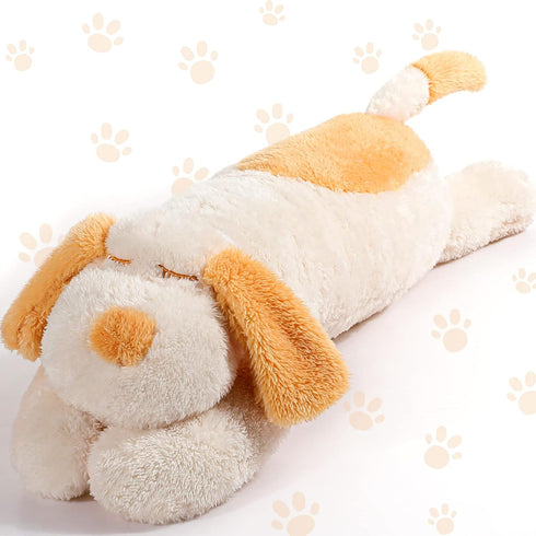 Queekay Giant Dog Stuffed Animals Plush Toy Body Hugging Pillow Soft Dog Plush Large Cute Sleeping Pillow for Birthday Gifts(Beige,23.6 Inch)...