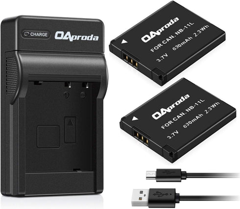 OAproda 2 Pack NB-11L Battery and USB Charger for Canon PowerShot ELph 180, Elph 360, ELph 190, Elph 110, Elph 130, Elph 135 is, Elph 150 is, SX42...