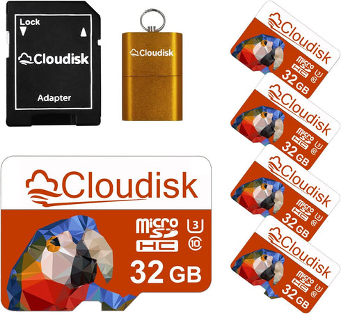 Pack of 5 Parrot-Prime Micro SD Card 32GB Flash Memory Card Micro SDHC C10 A2 U3 with SD Adapter, Card Reader (32GB)...